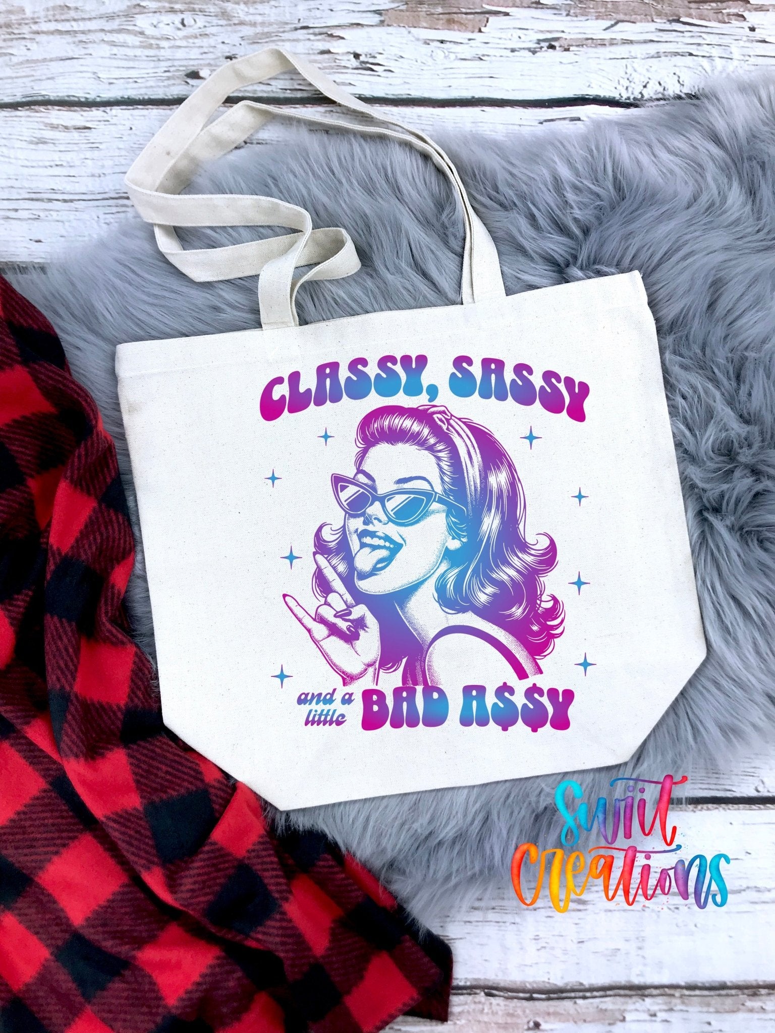 Classy Sassy Bad Assy Large Canvas Tote | LLT1519 - Swiit Creations