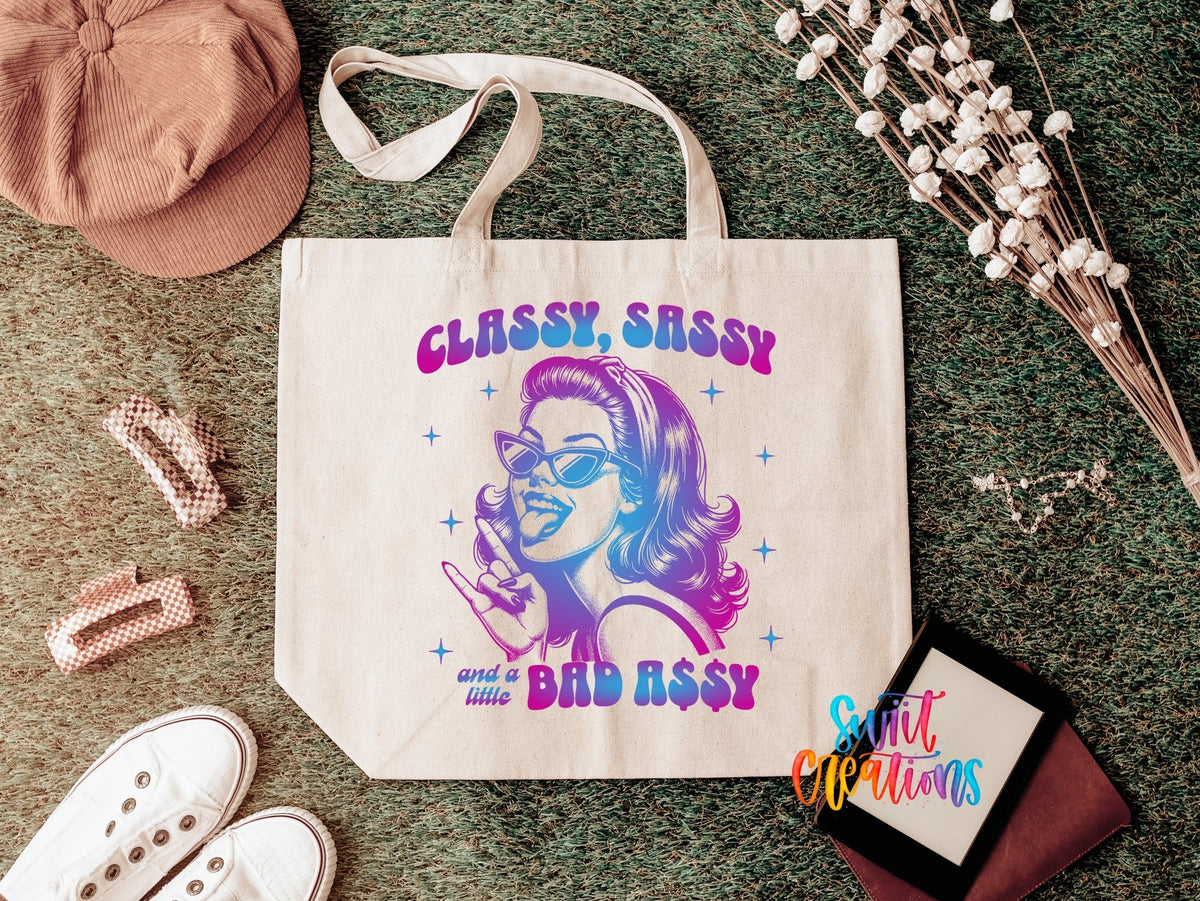 Classy Sassy Bad A*sy Large Canvas Tote | LLT1519 - Swiit Creations