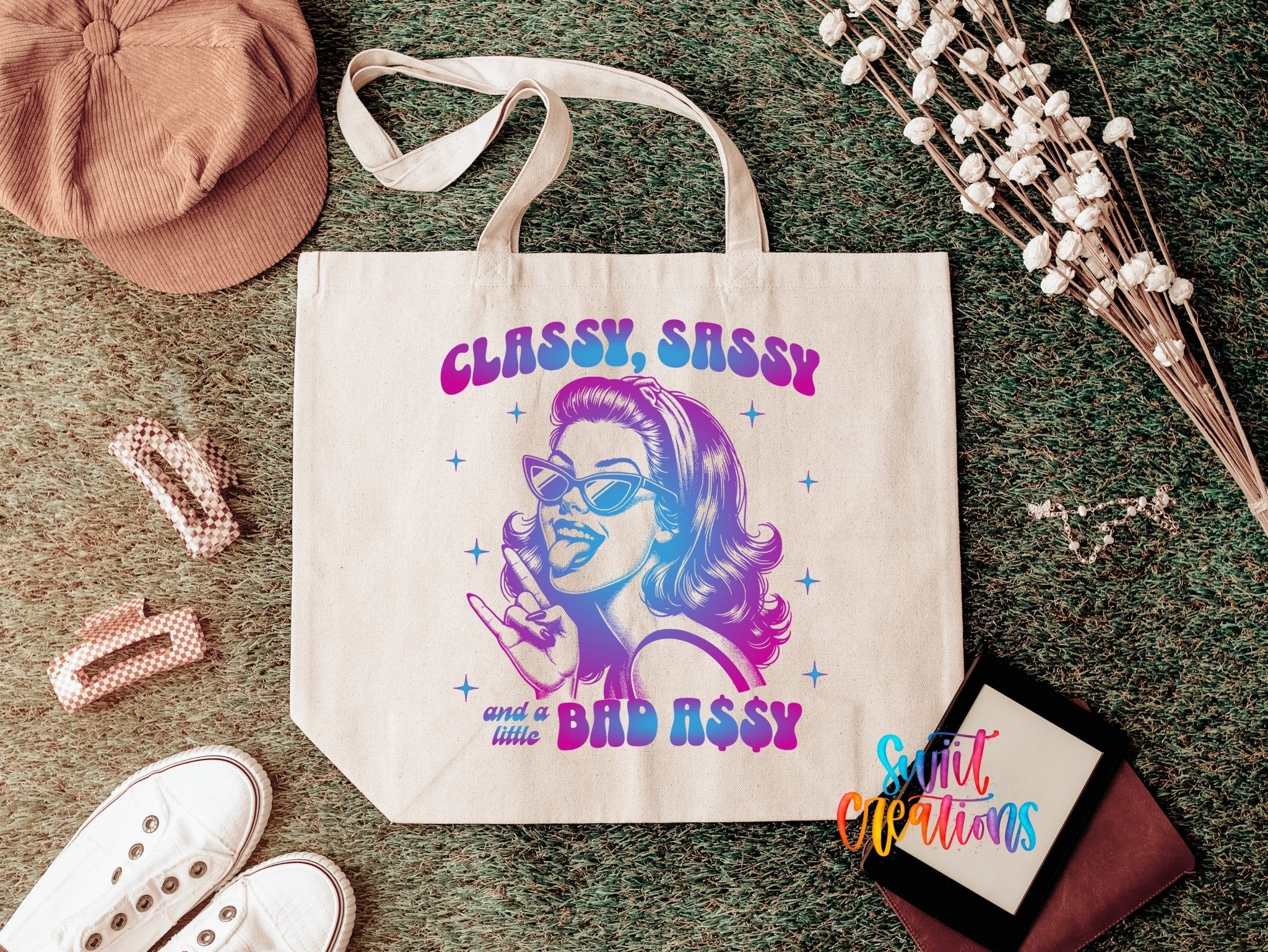 Classy Sassy Bad Assy Large Canvas Tote | LLT1519 - Swiit Creations