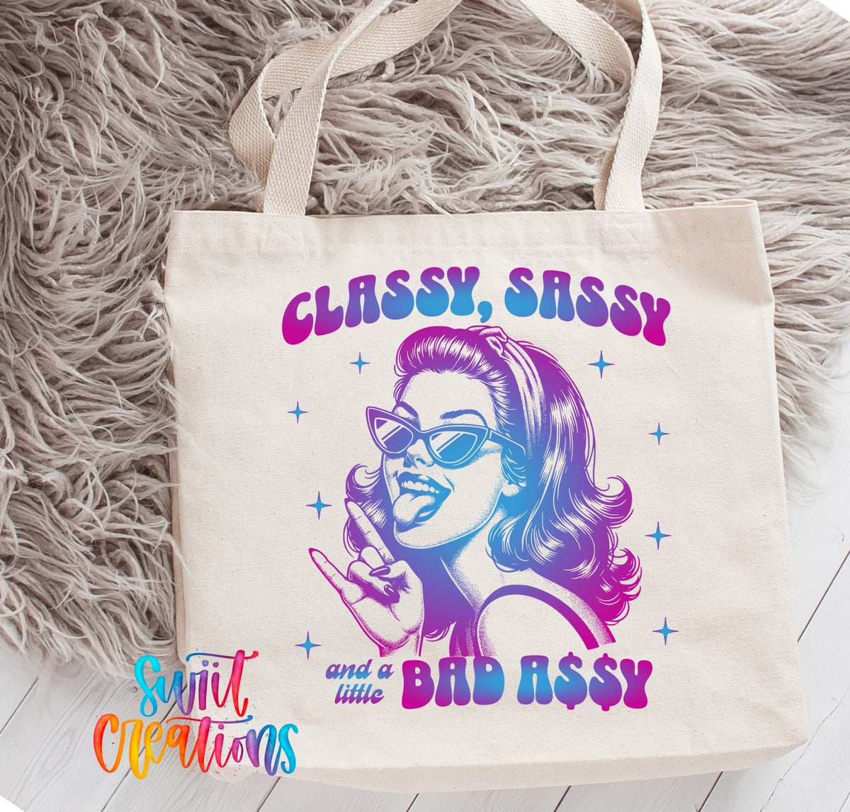 Classy Sassy Bad Assy Large Canvas Tote | LLT1519 - Swiit Creations