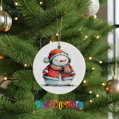 Cozy Snowman in Red Winter Coat Christmas ornament product photo