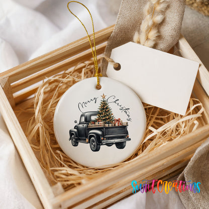 Vintage Christmas Tree Truck Christmas ornament product photo