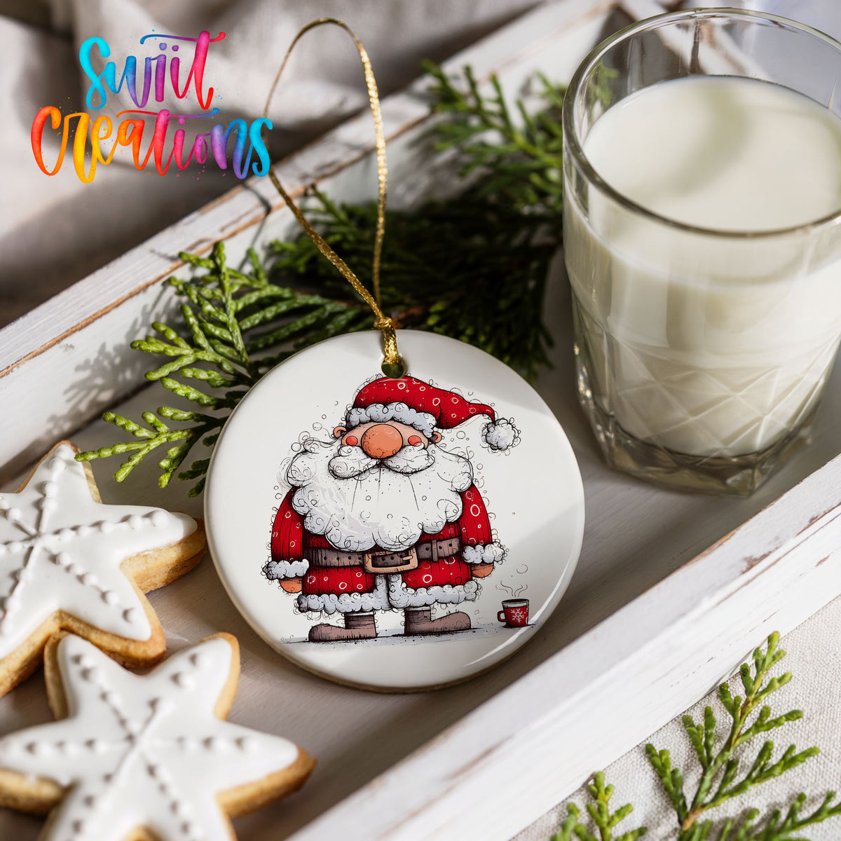 Santa with Christmas Presents Christmas ornament product photo