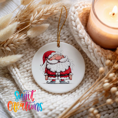 Jolly Santa Holding a Christmas Gift Christmas ornament product photo