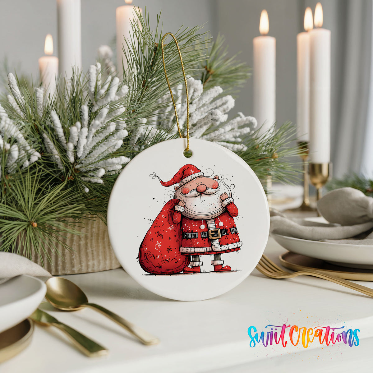 Santa Carrying a Large Red Sack Christmas ornament product photo