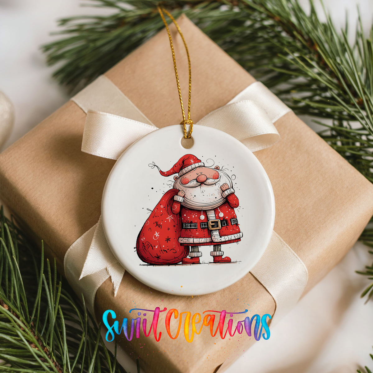 Santa Carrying a Large Red Sack Christmas ornament product photo