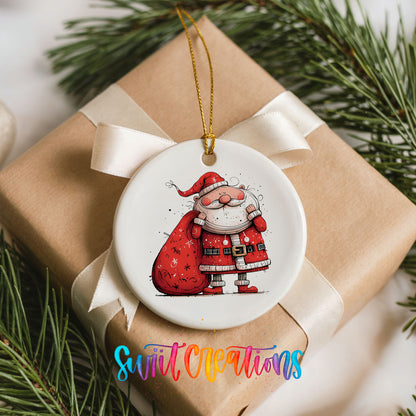 Santa Carrying a Large Red Sack Christmas ornament product photo