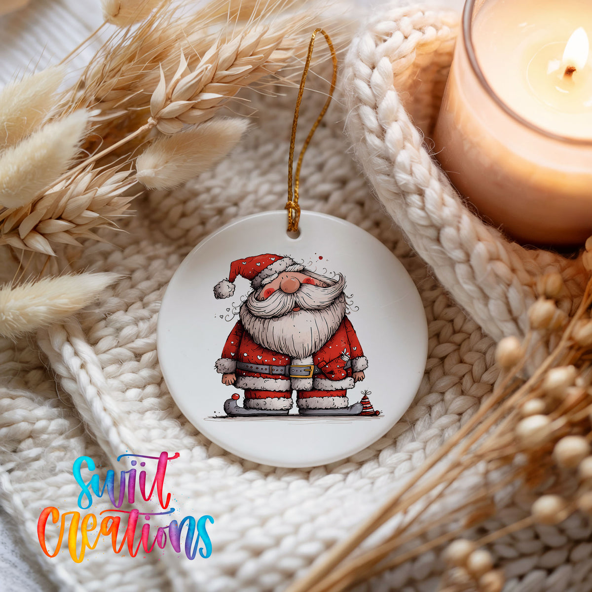 Santa with Lantern and Presents Christmas ornament product photo