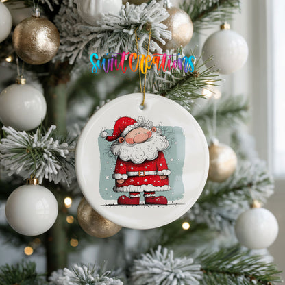 Santa Standing in Falling Snow Christmas ornament product photo