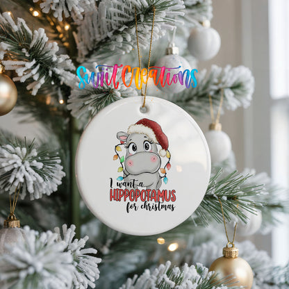 I Want a Hippopotamus for Christmas Christmas ornament product photo