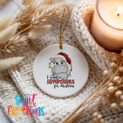 I Want a Hippopotamus for Christmas Christmas ornament product photo