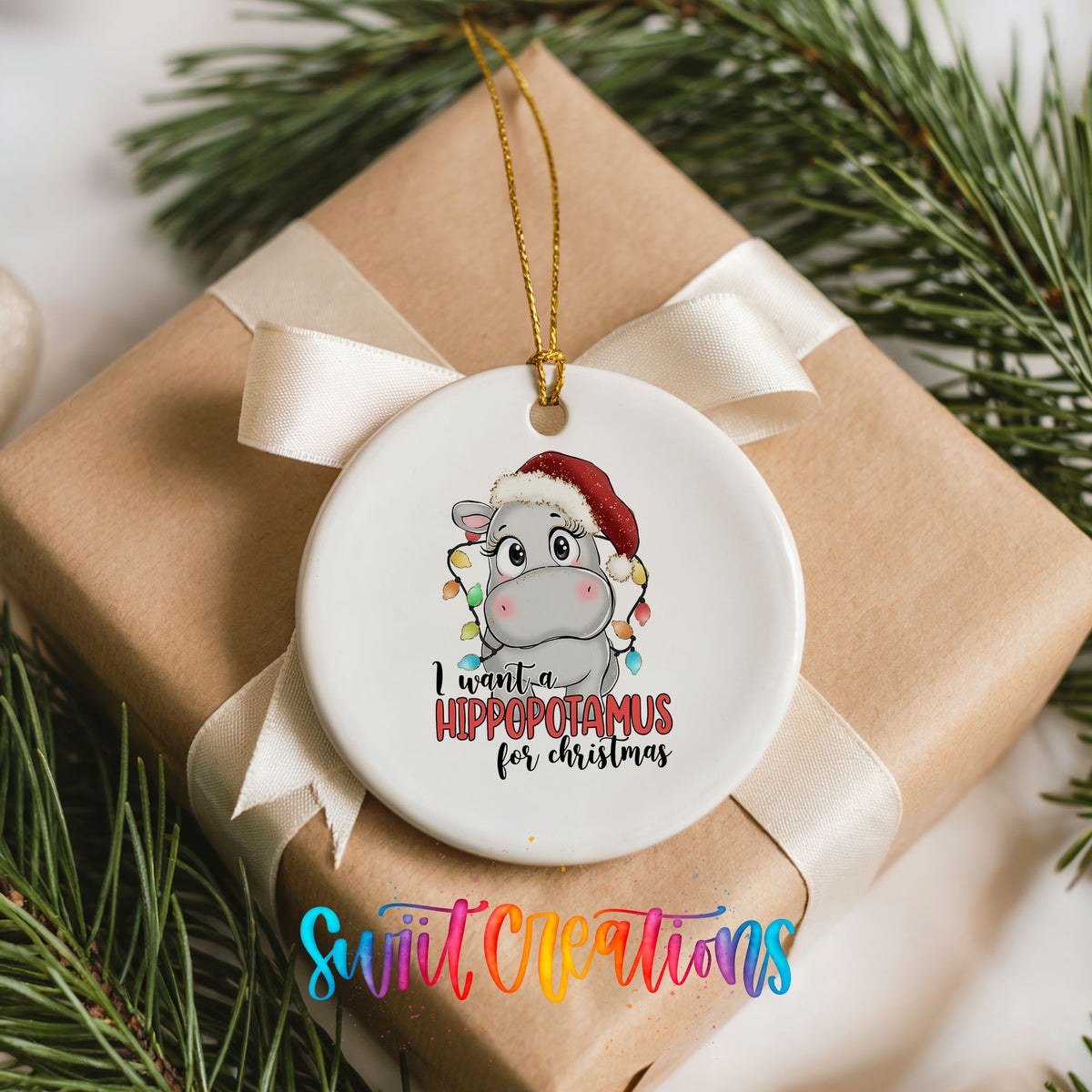 I Want a Hippopotamus for Christmas Christmas ornament product photo