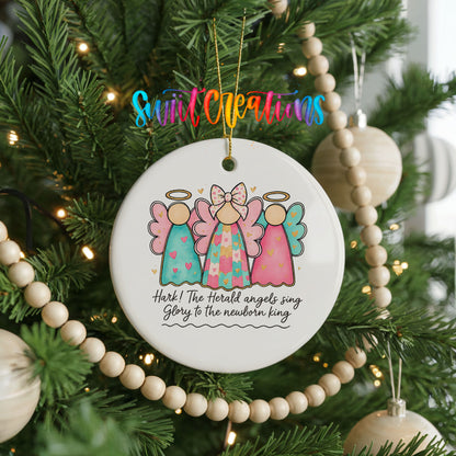 Hark the Herald Angels Sing ceramic Christmas ornament holiday product view
