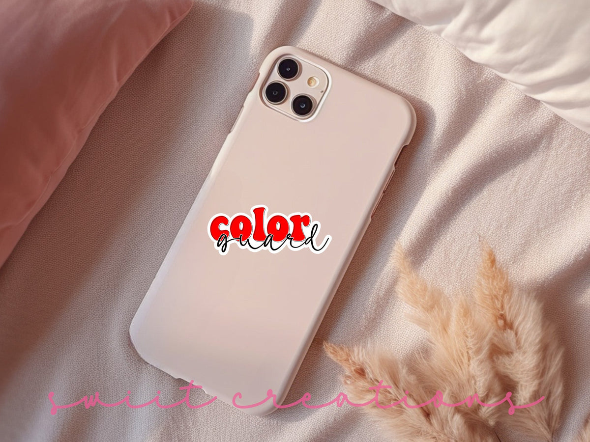 Red Retro Color Guard sticker on a pink phone case