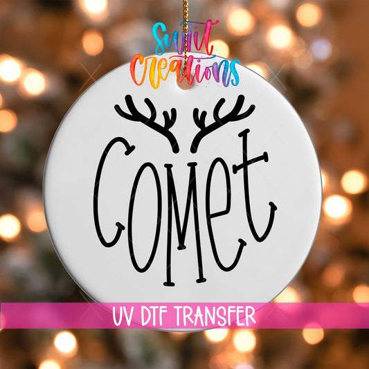 Comet Reindeer Christmas UV DTF Ornament Transfer | O-020 - Swiit Creations