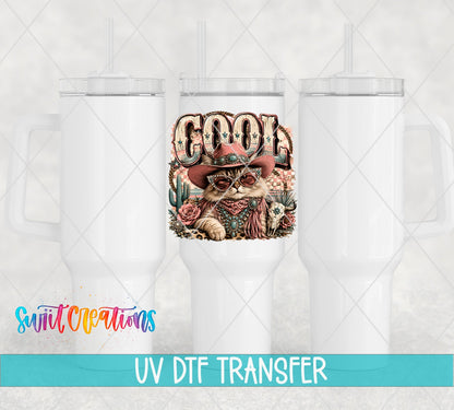 Cool Cat Western Glam UV DTF Transfer | Cowgirl Cat Drinkware Design | UV2073 - Swiit Creations