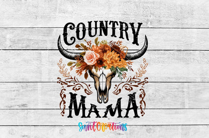 Country Mama Motel Keychain UV DTF Transfer | Western Floral Skull Design | MK1301 - Swiit Creations