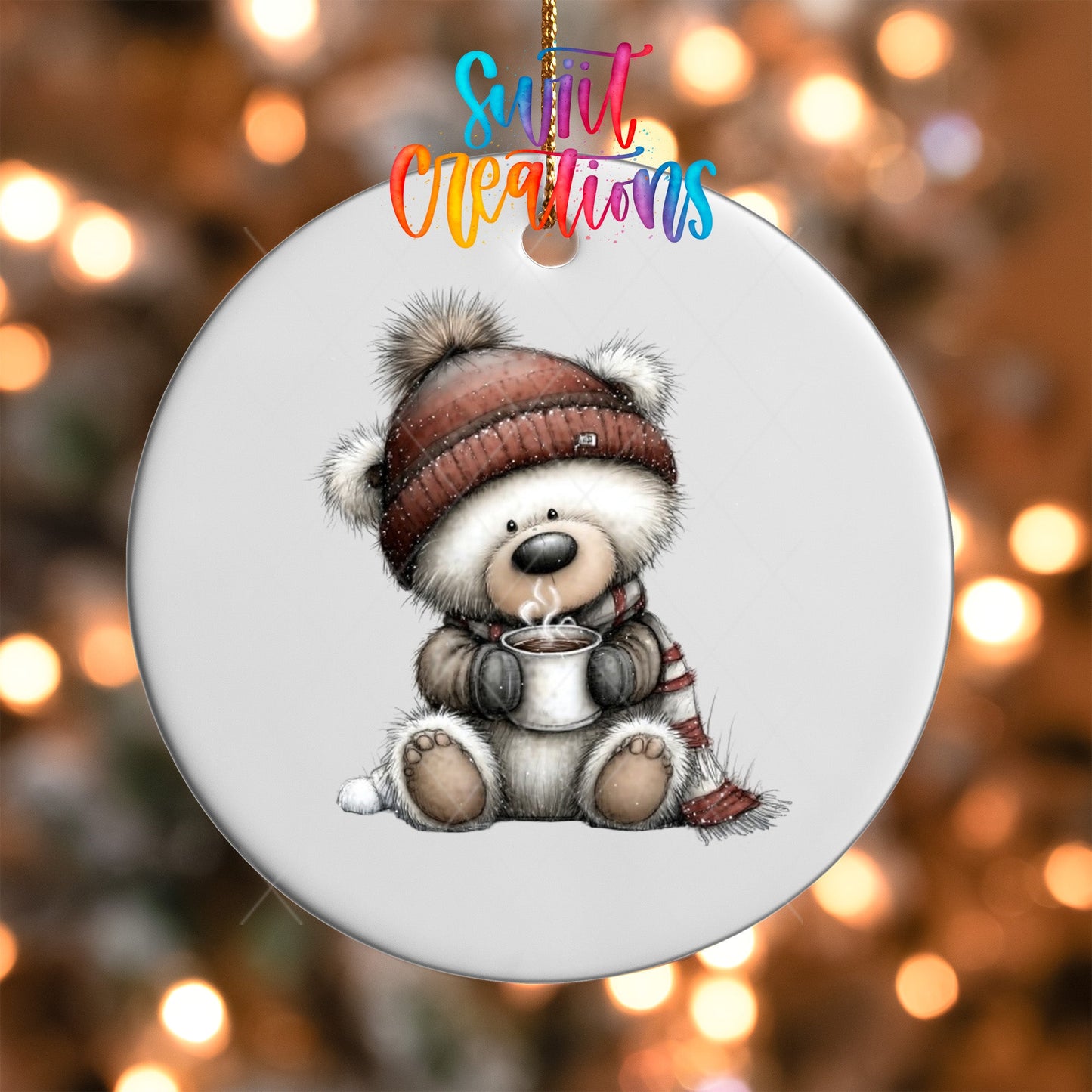 Cozy Bear Christmas UV DTF Ornament Transfer | O-1757 - Swiit Creations