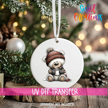 Cozy Bear Christmas UV DTF Ornament Transfer | O-1757 - Swiit Creations