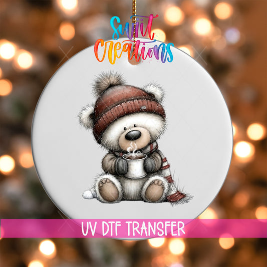 Cozy Bear Christmas UV DTF Ornament Transfer | O-1757 - Swiit Creations