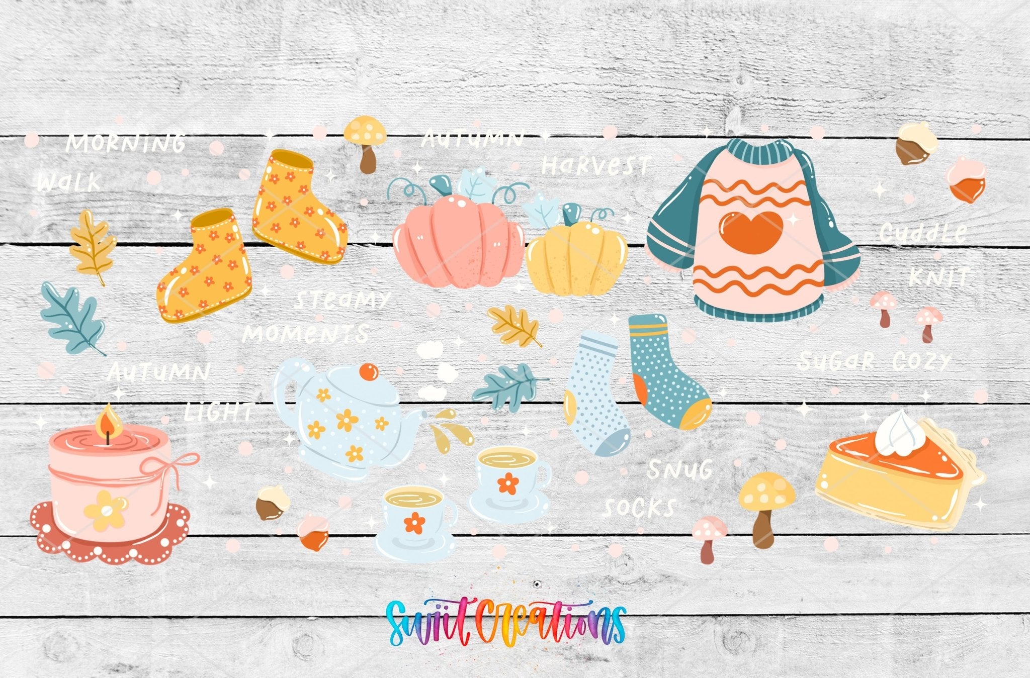 Cozy Cute Autumn Fall Harvest UV DTF Transfer Tumbler Wrap | DTF321 - Swiit Creations