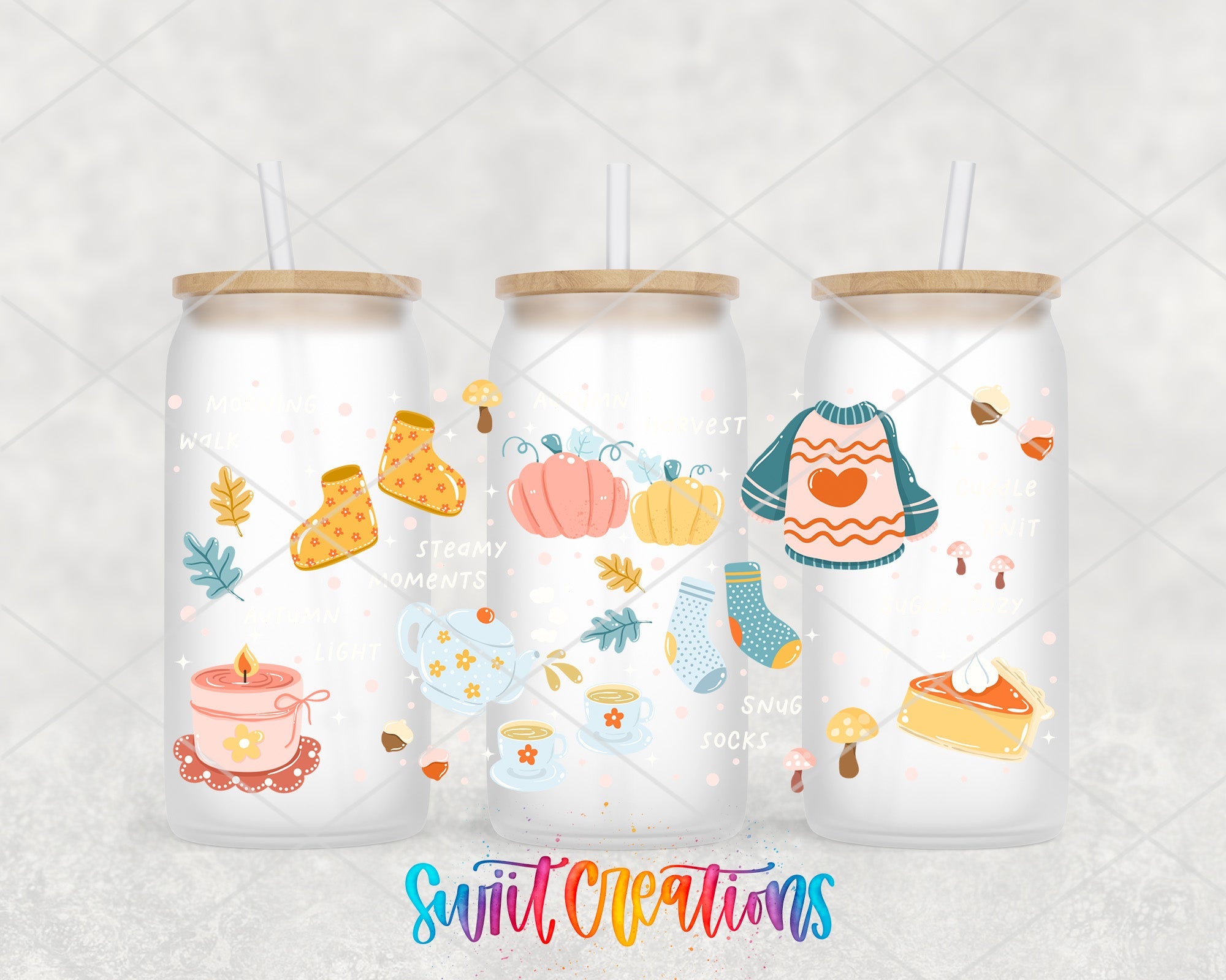 Cozy Cute Autumn Fall Harvest UV DTF Transfer Tumbler Wrap | DTF321 - Swiit Creations