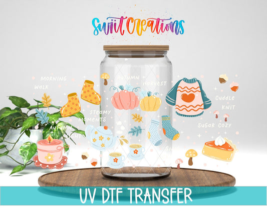 Cozy Cute Autumn Fall Harvest UV DTF Transfer Tumbler Wrap | DTF321 - Swiit Creations