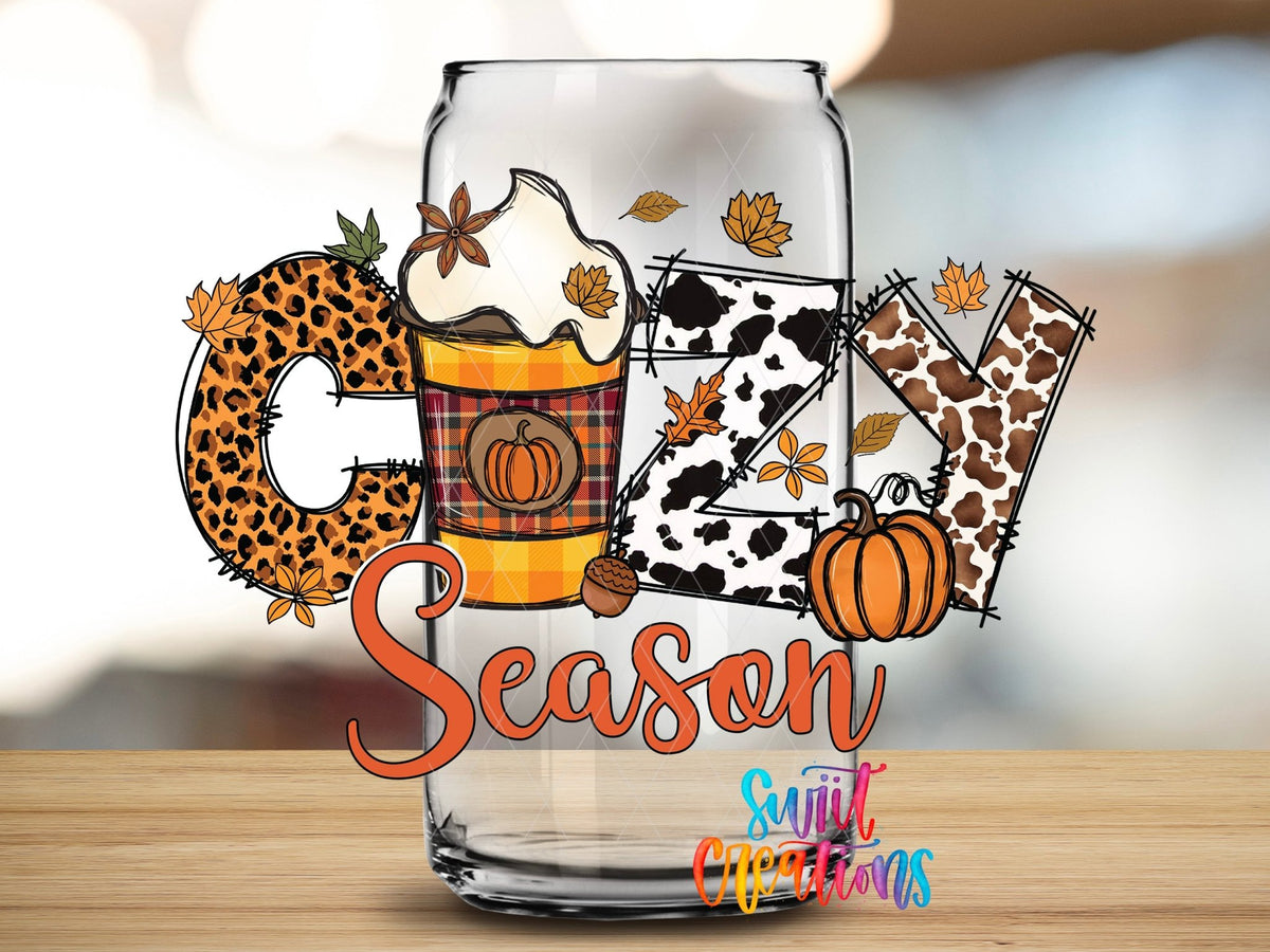 Cozy Season Fall UV DTF Decal | Pumpkin Coffee Autumn Tumbler Decal | UV1085 - Swiit Creations