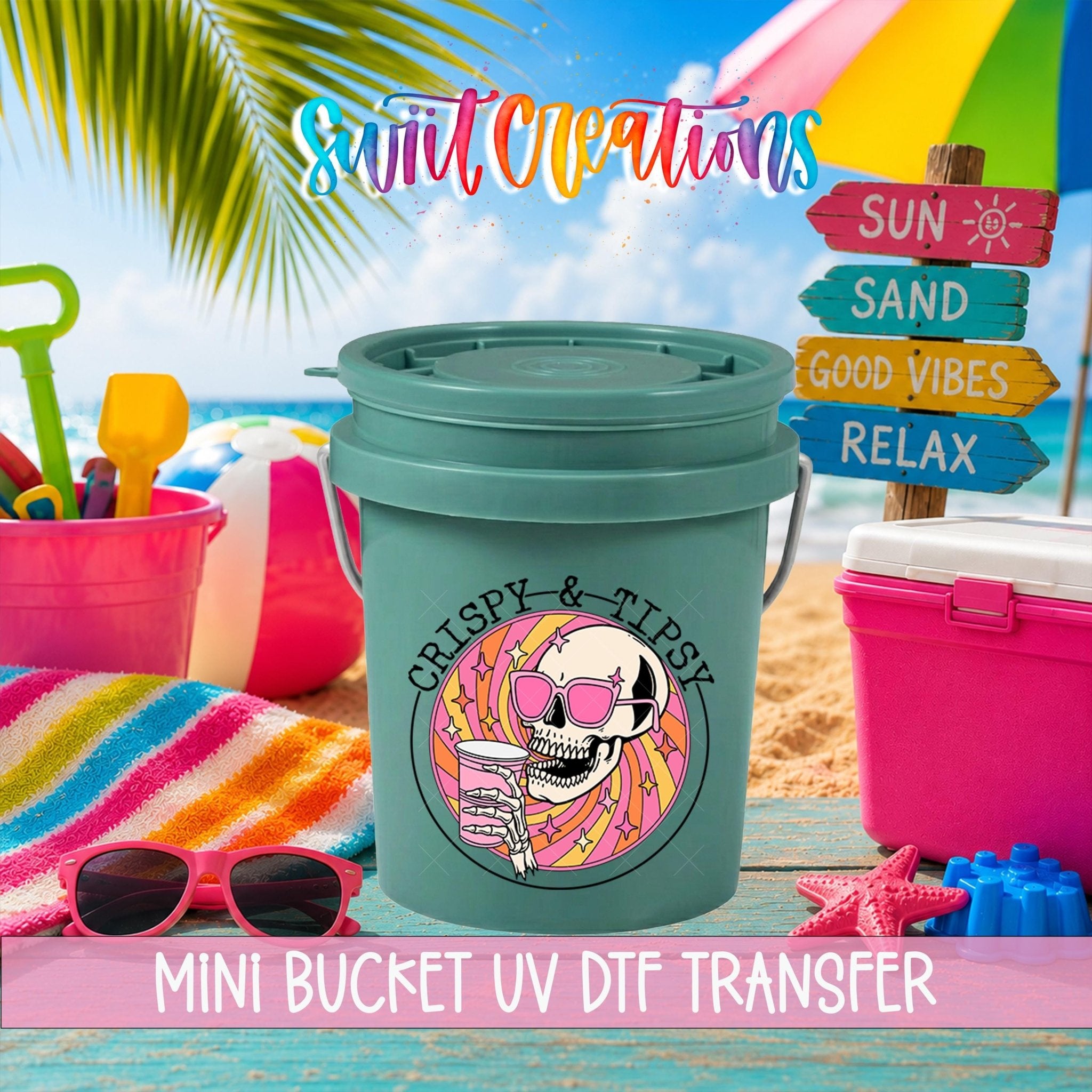 Crispy And Tipsy Skeleton Mini Bucket UV DTF Transfer | MB1033 - Swiit Creations