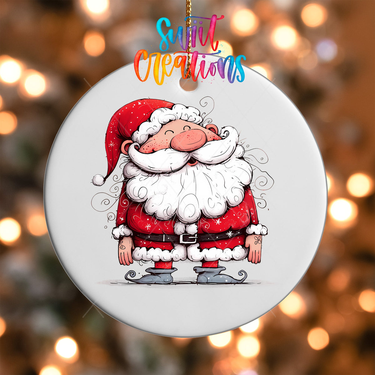 Curly Beard Santa UV DTF Ornament Transfer | O-1323 - Swiit Creations