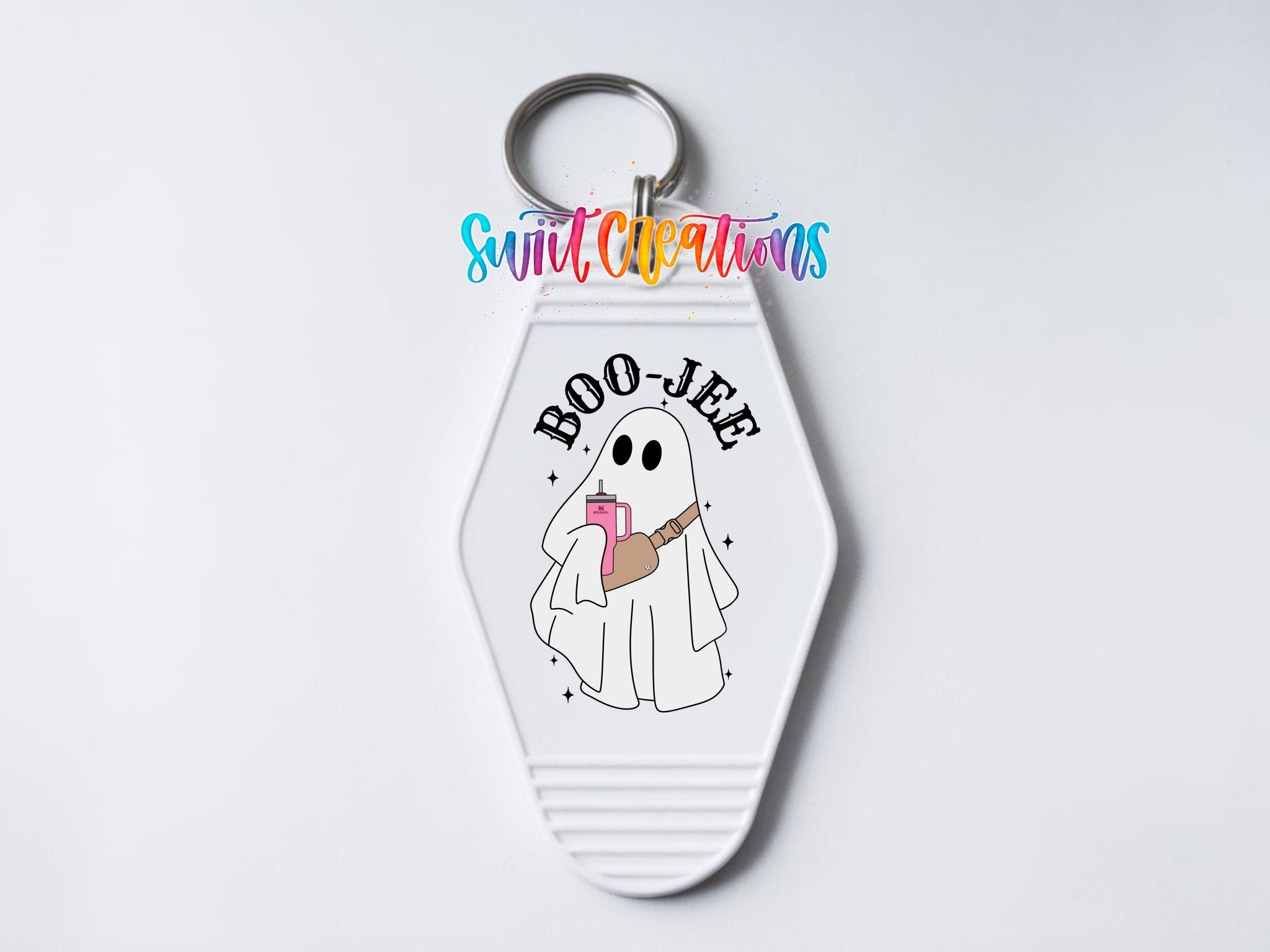 Cute Boo Jee Ghost Motel Keychain UV DTF Transfer | MK458 - Swiit Creations
