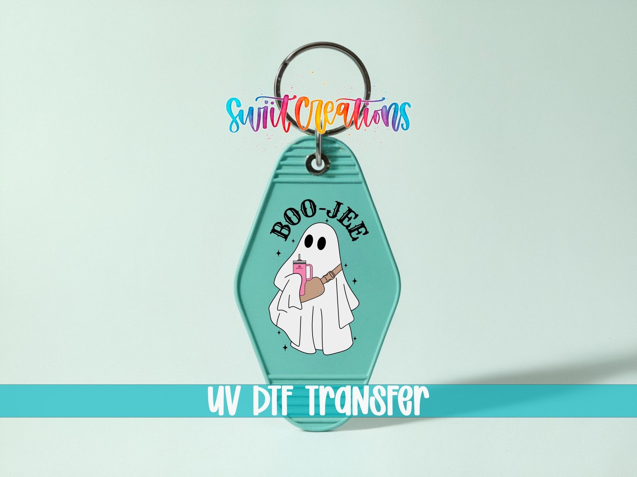 Cute Boo Jee Ghost Motel Keychain UV DTF Transfer | MK458 - Swiit Creations