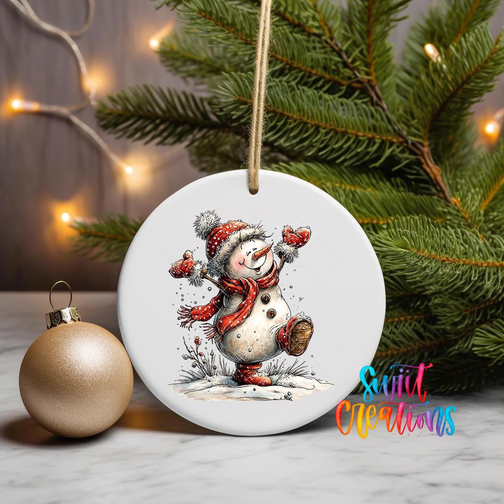 Cute Dancing Snowman UV DTF Ornament Transfer | O-1839 - Swiit Creations