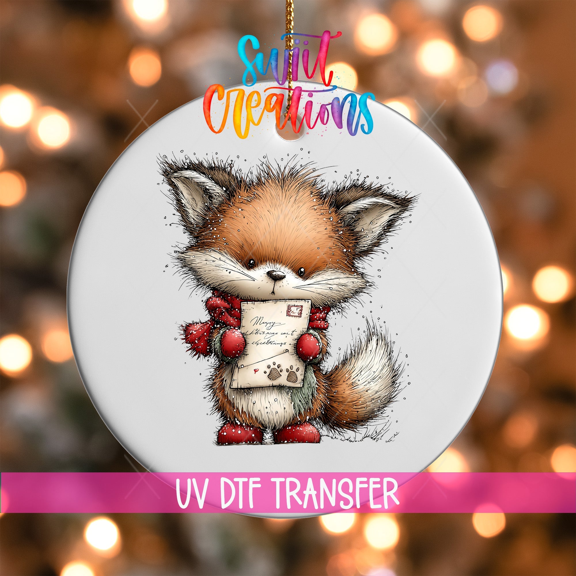 Cute Fox With Letter UV DTF Ornament Transfer | O-1866 - Swiit Creations