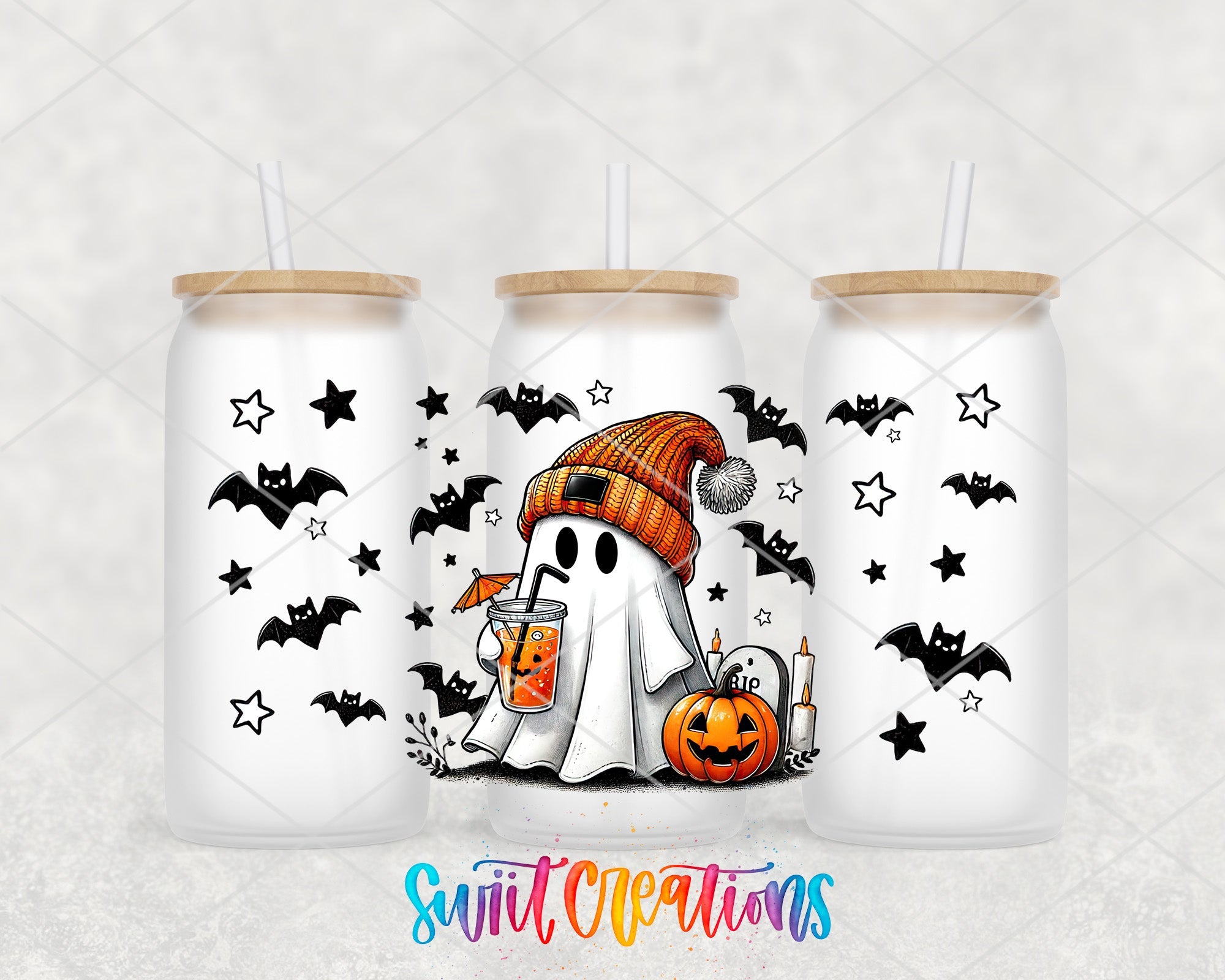 Cute Ghost Halloween UV DTF Transfer Tumbler Wrap | DTF011 - Swiit Creations