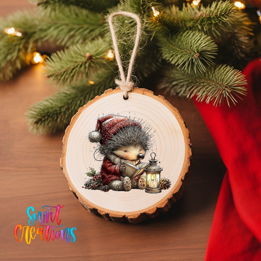 Cute Hedgehog Reading By Lantern UV DTF Ornament Transfer | O-1859 - Swiit Creations