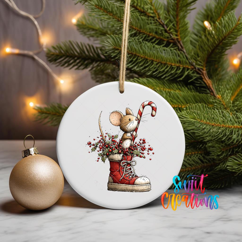 Cute Mouse In Red Boot UV DTF Ornament Transfer | O-1858 - Swiit Creations