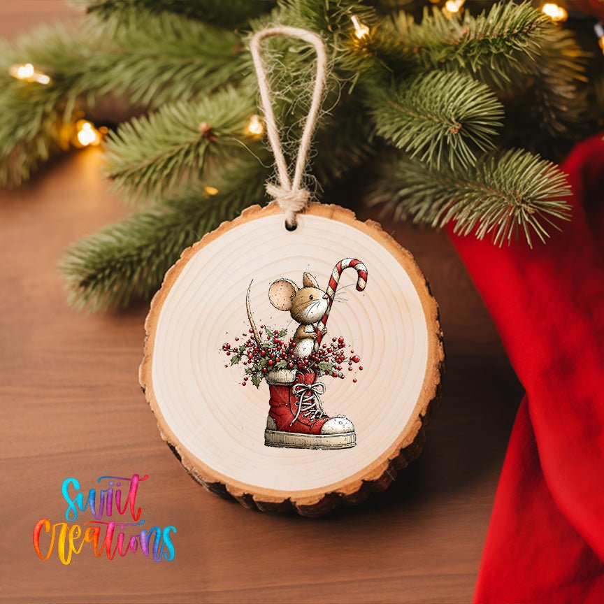Cute Mouse In Red Boot UV DTF Ornament Transfer | O-1858 - Swiit Creations