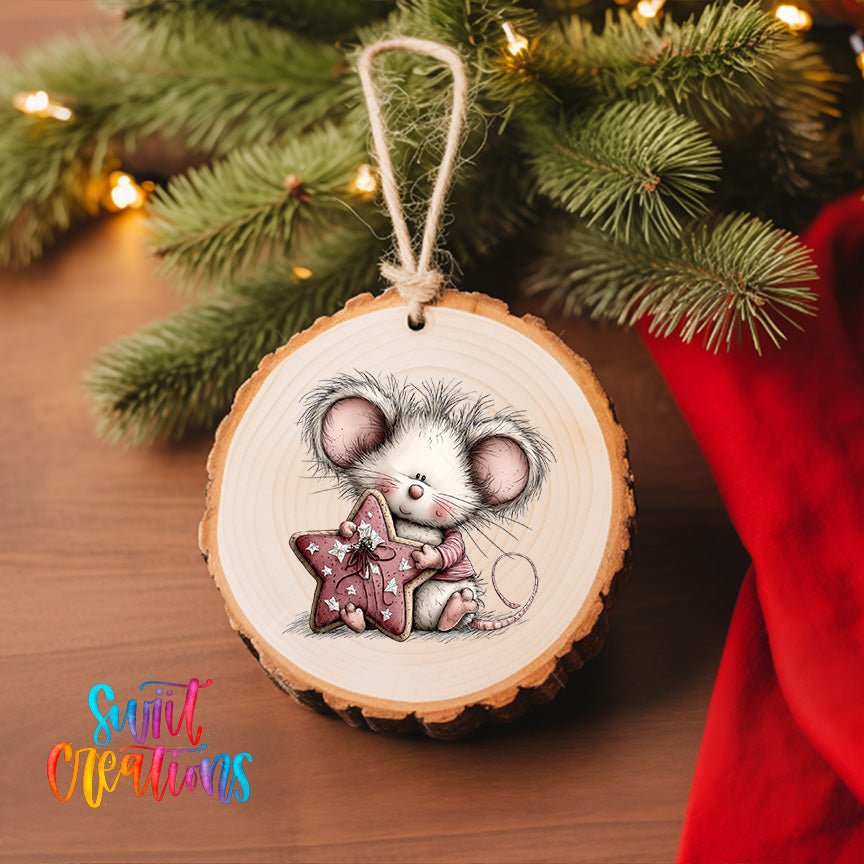 Cute Mouse With Pink Star UV DTF Ornament Transfer | O-1933 - Swiit Creations