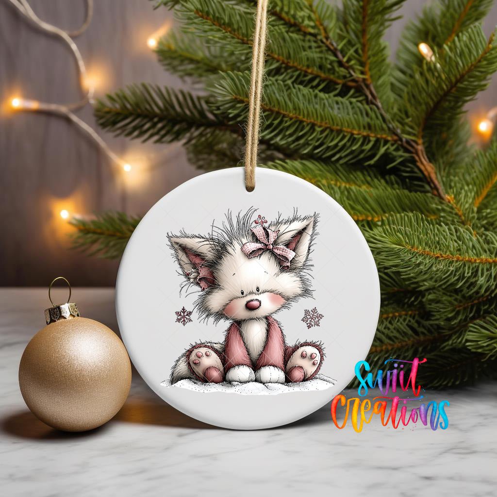 Cute Pink Fox With Bow UV DTF Ornament Transfer | O-1940 - Swiit Creations