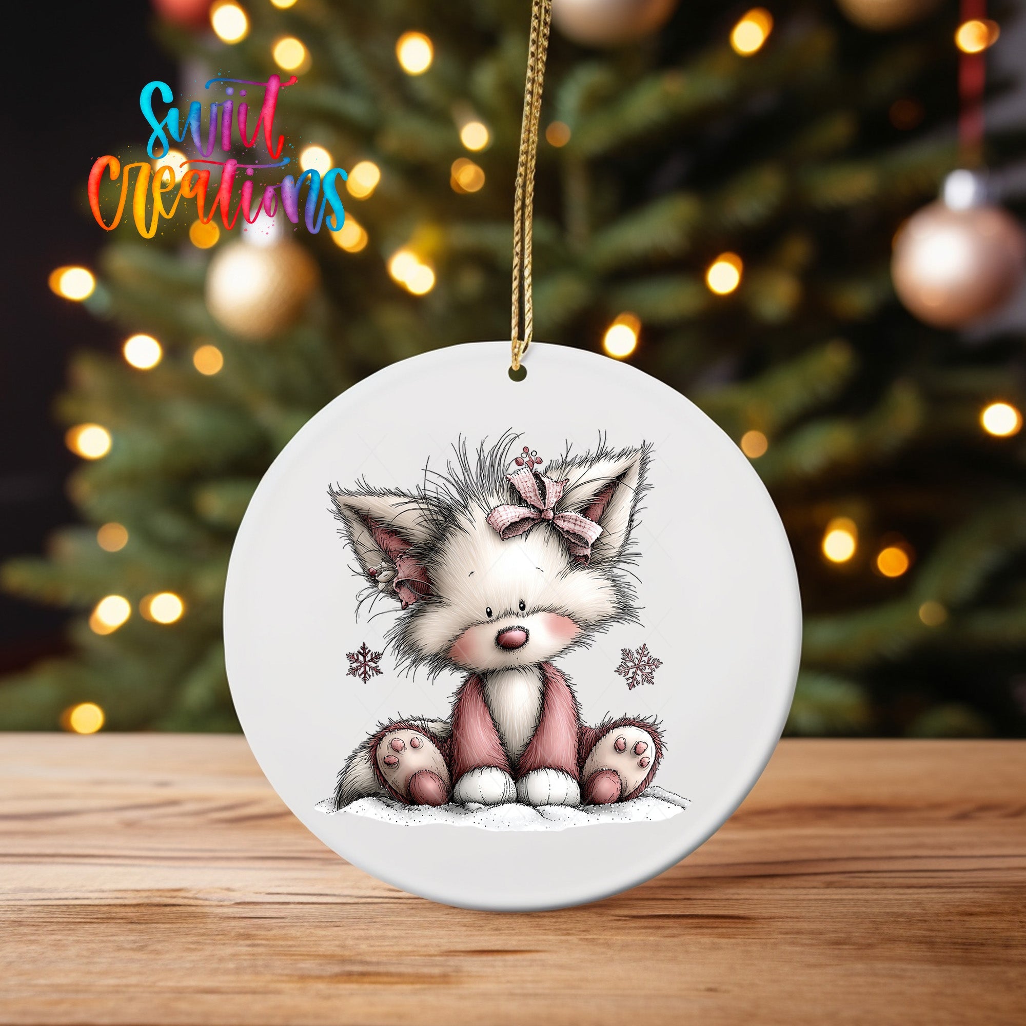 Cute Pink Fox With Bow UV DTF Ornament Transfer | O-1940 - Swiit Creations