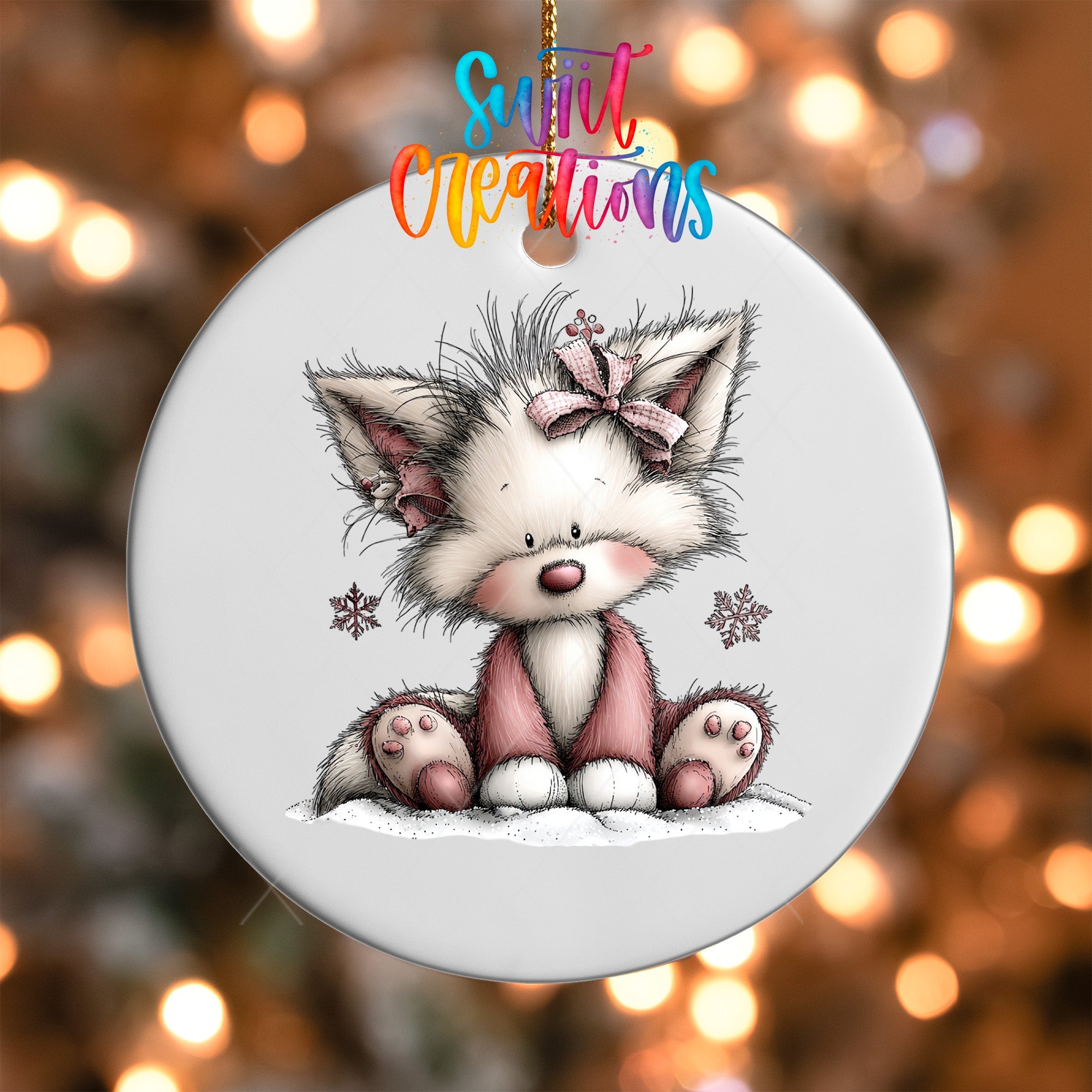 Cute Pink Fox With Bow UV DTF Ornament Transfer | O-1940 - Swiit Creations