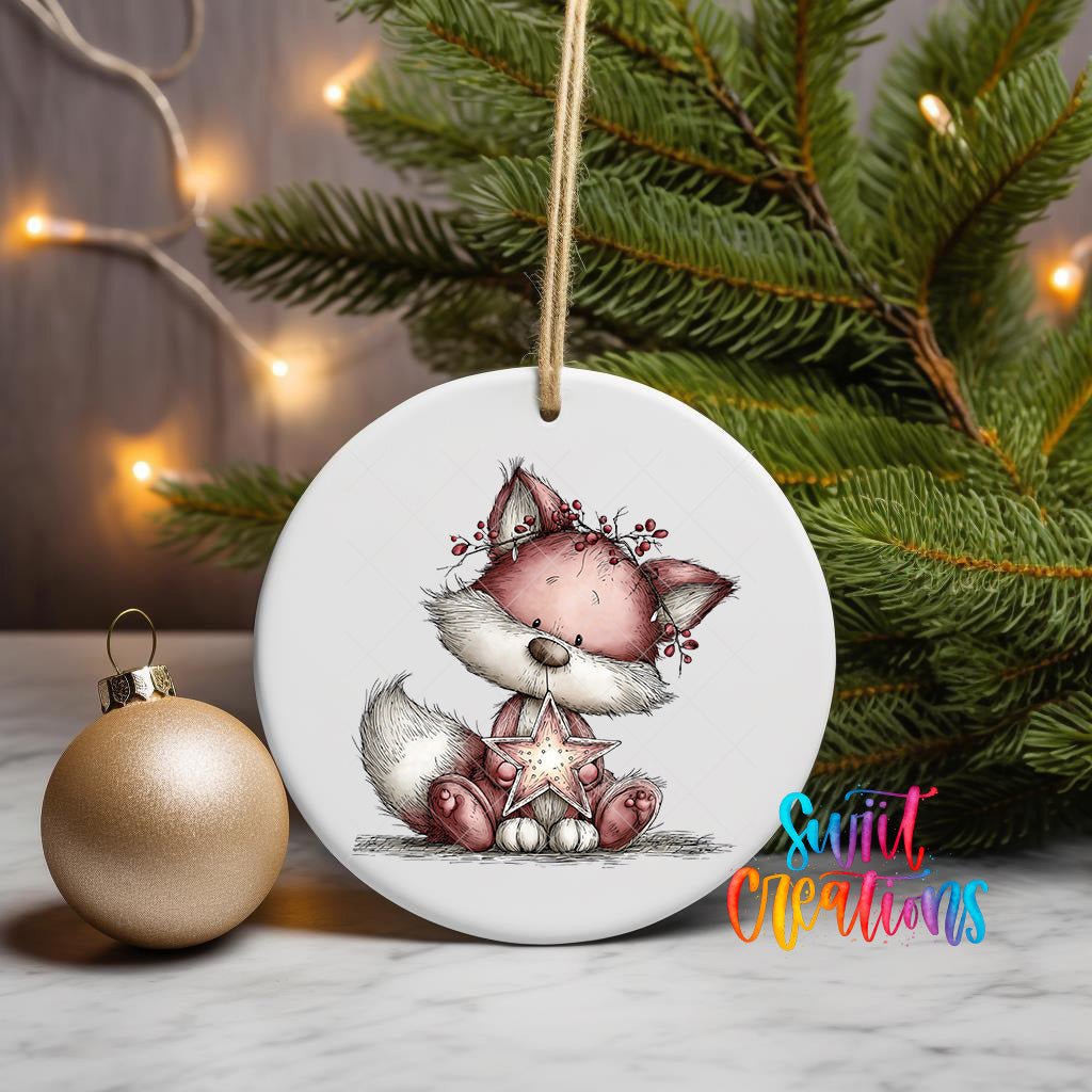 Cute Pink Fox With Star UV DTF Ornament Transfer | O-1939 - Swiit Creations