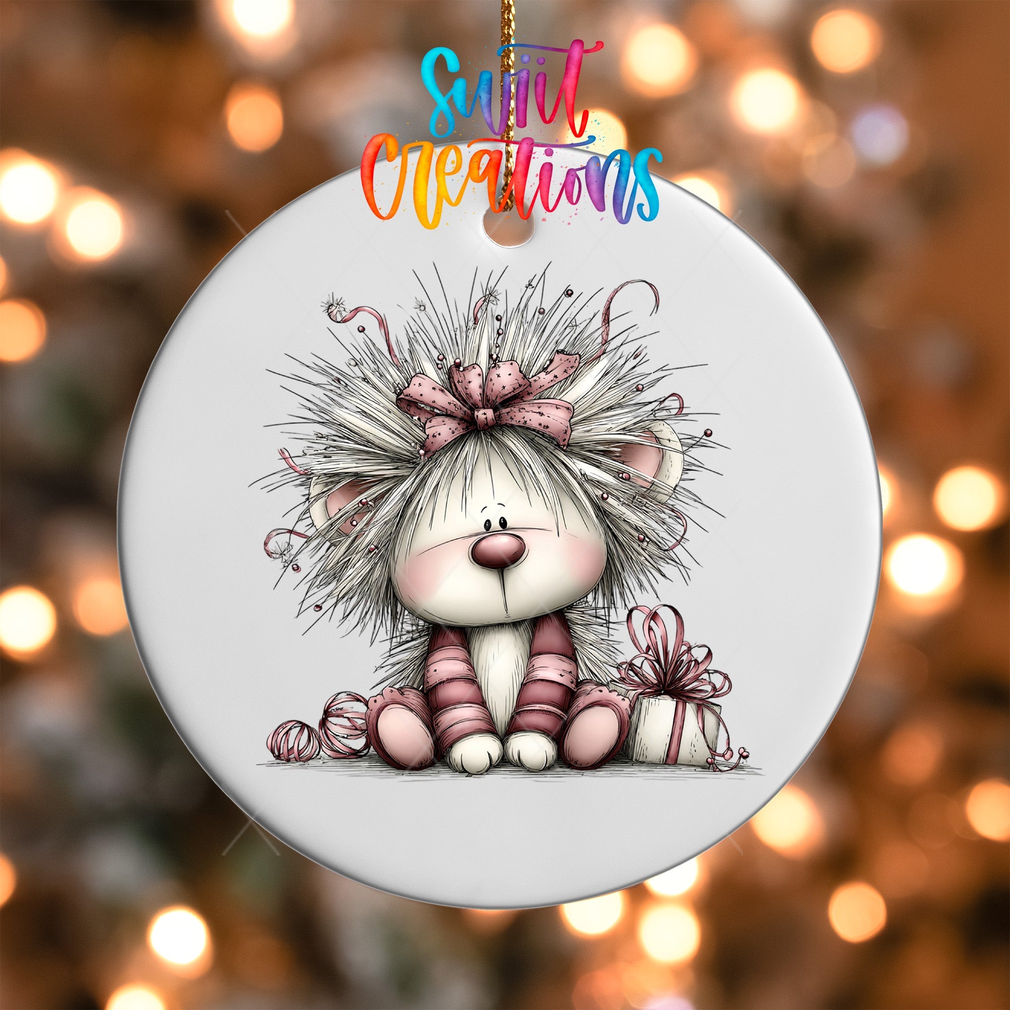 Cute Pink Mouse With Gift UV DTF Ornament Transfer | O-1937 - Swiit Creations