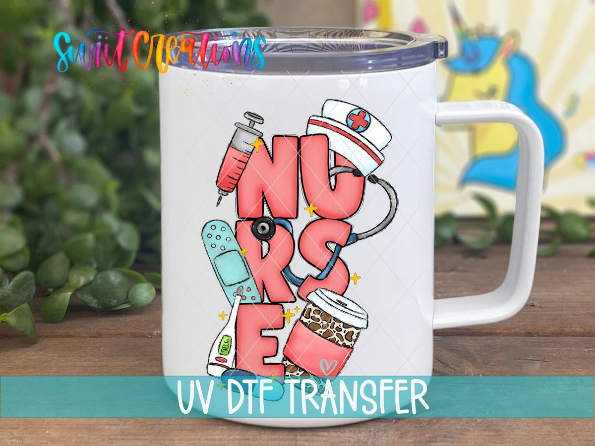 Cute Pink Nurse UV DTF Cup Decal | UV1362 - Swiit Creations