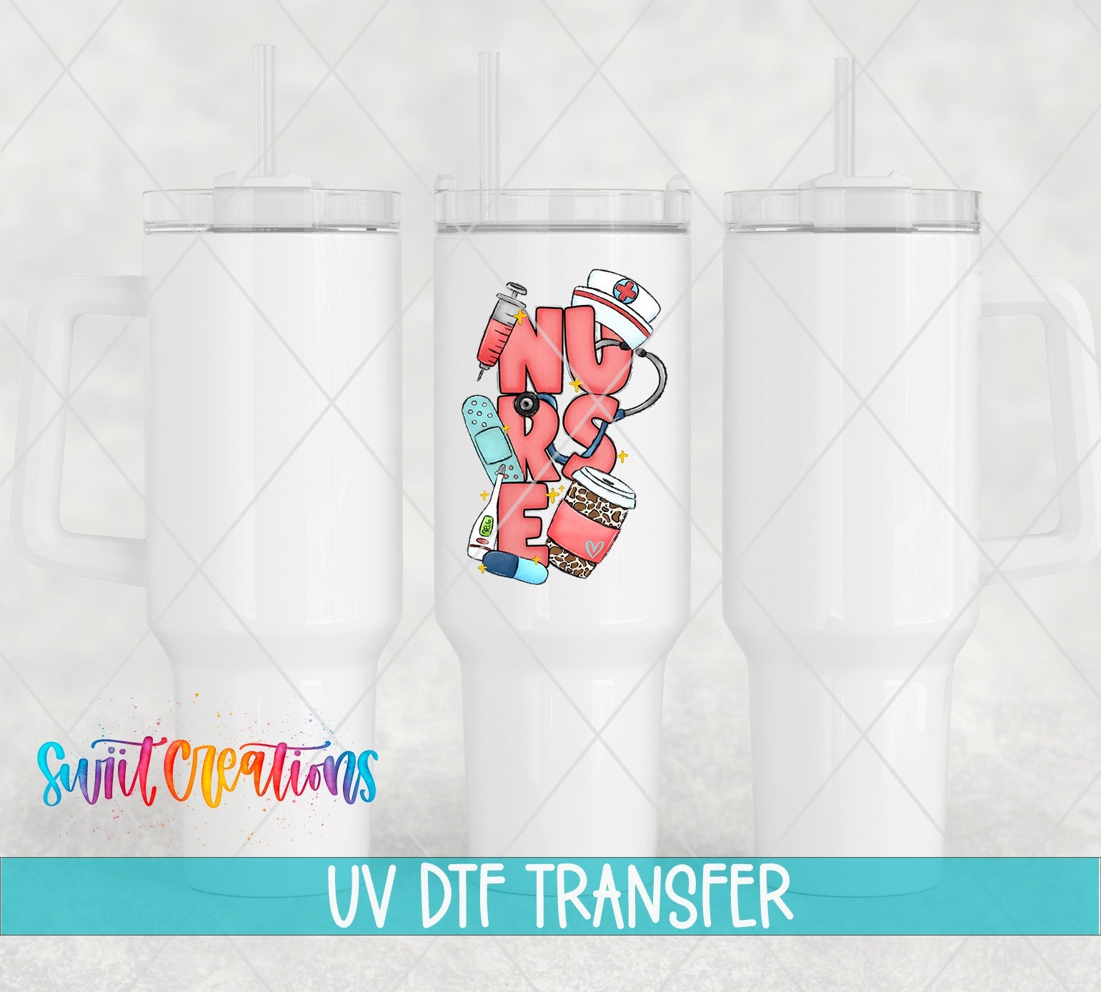 Cute Pink Nurse UV DTF Cup Decal | UV1362 - Swiit Creations