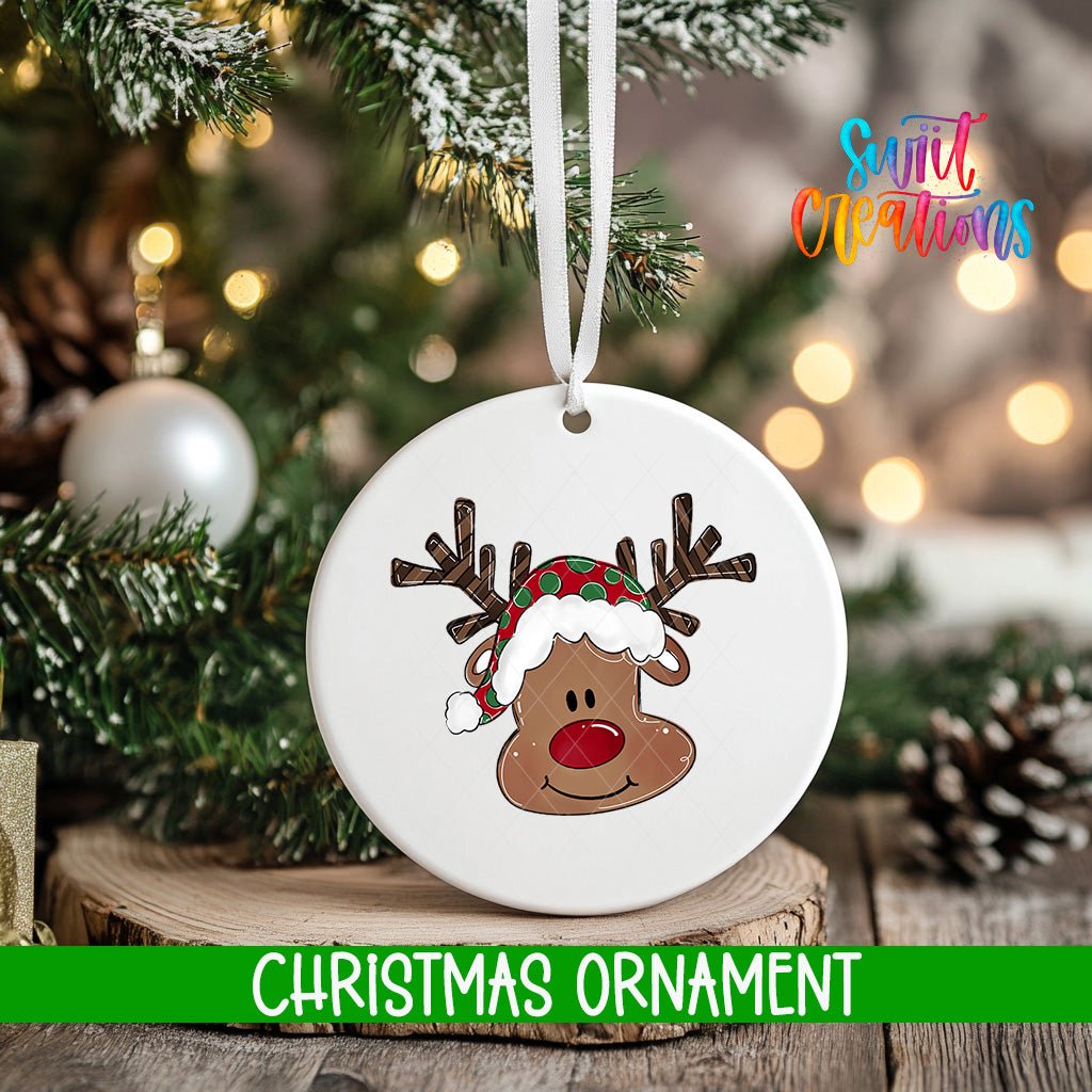 Cute Reindeer Face Christmas Ornament | Holiday Ornament | Festive Tree Decoration | O1610 - Swiit Creations