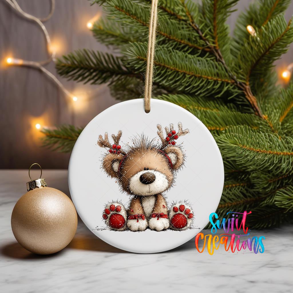 Cute Reindeer Teddy Bear UV DTF Ornament Transfer | O-1800 - Swiit Creations