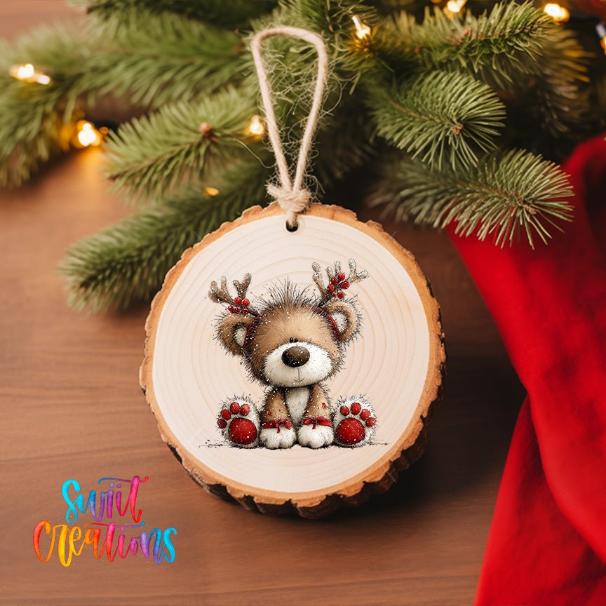 Cute Reindeer Teddy Bear UV DTF Ornament Transfer | O-1800 - Swiit Creations