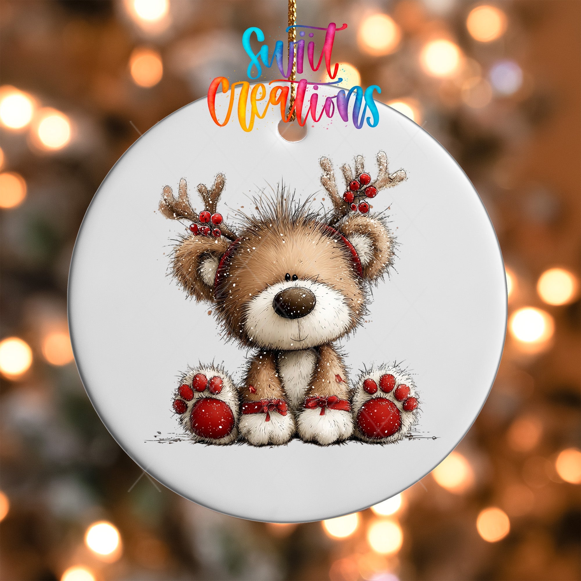 Cute Reindeer Teddy Bear UV DTF Ornament Transfer | O-1800 - Swiit Creations